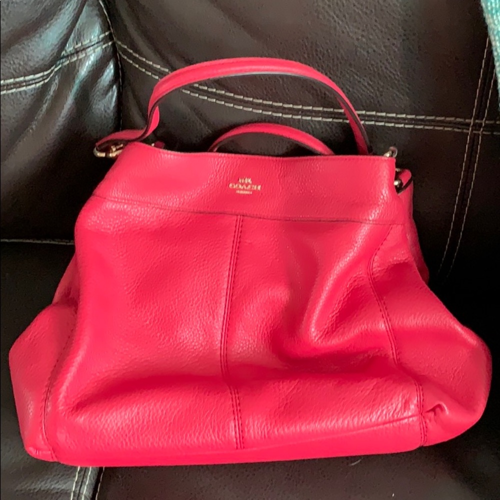 Punch colored leather Coach purse